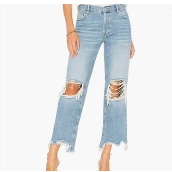 Free People We The Free ‘Maggie’ distressed chewed hem straight cropped jeans 28 - Picture 11 of 11
